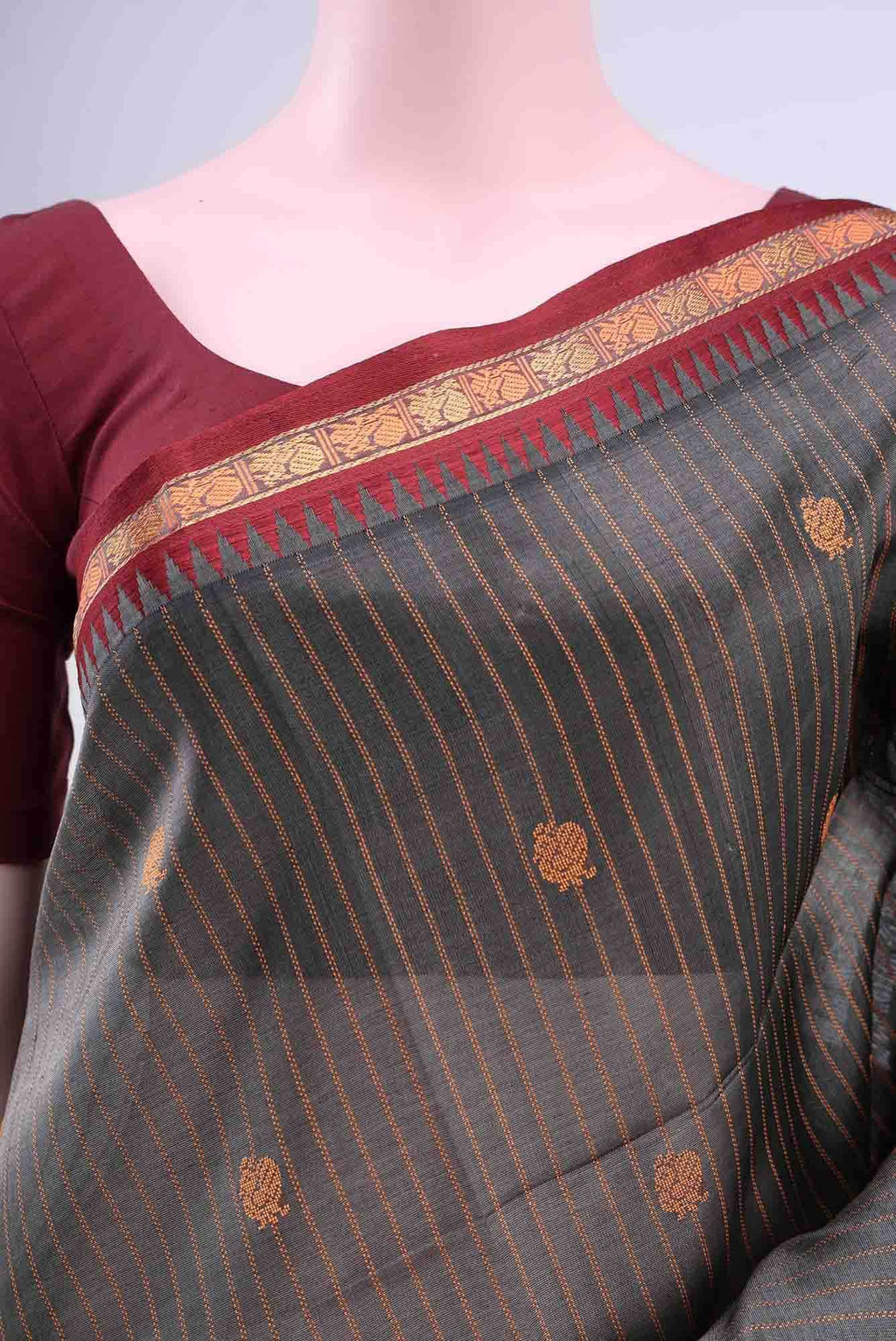 Davys Grey Silk Cotton Saree