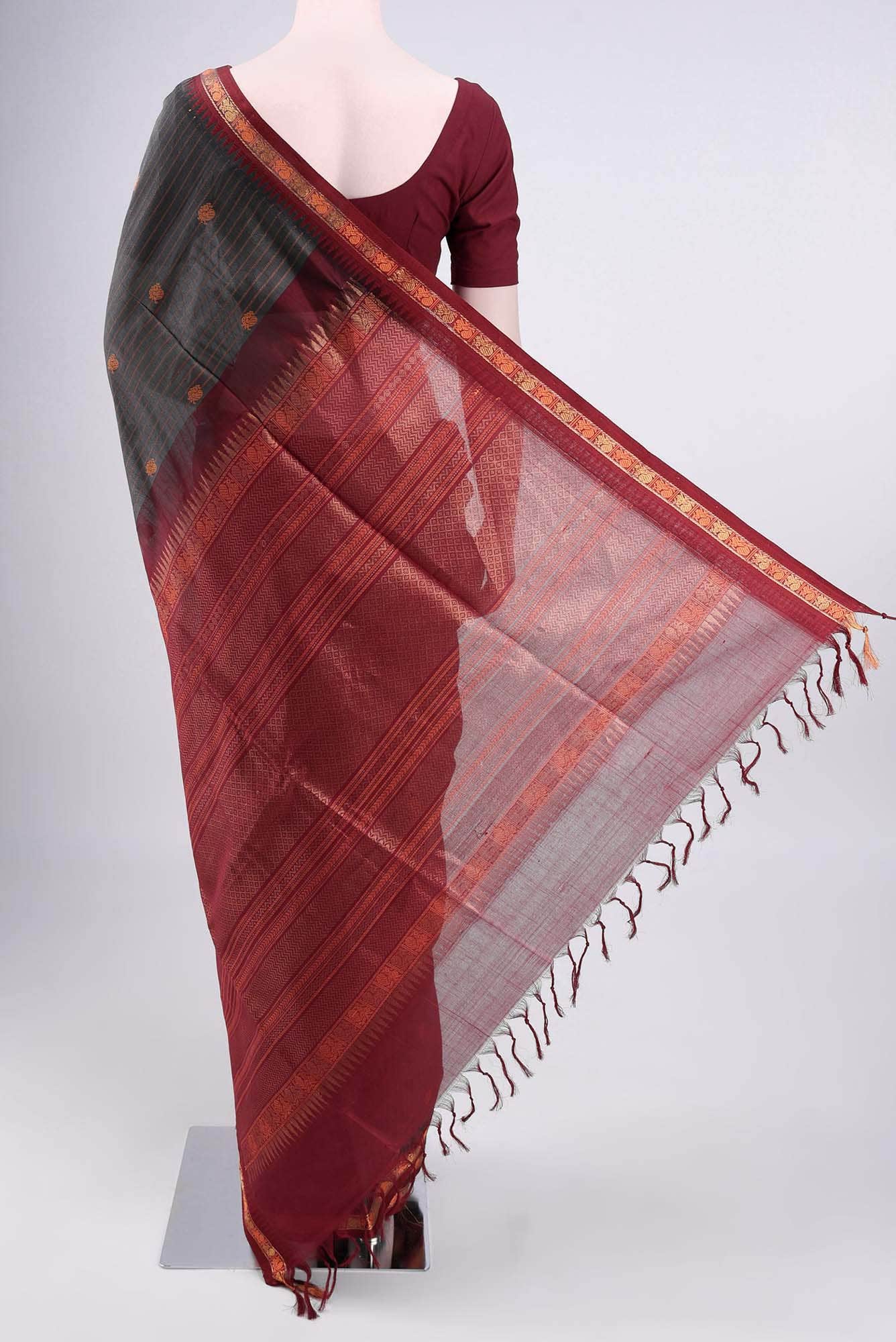 Davys Grey Silk Cotton Saree