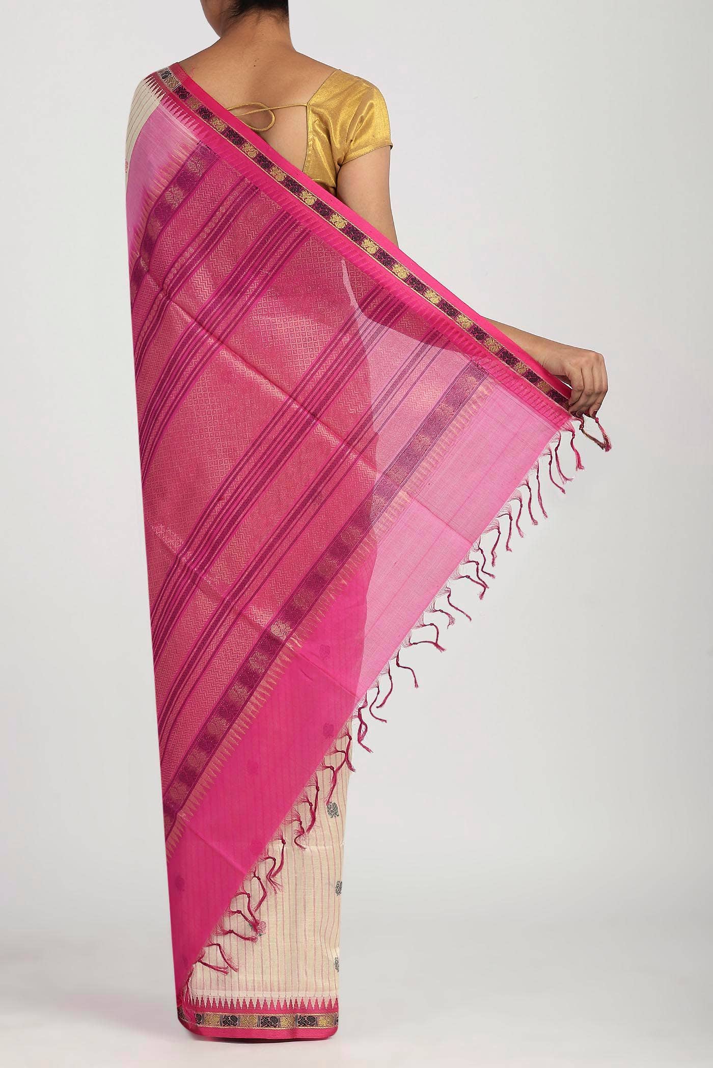 Cream Silk Cotton Saree