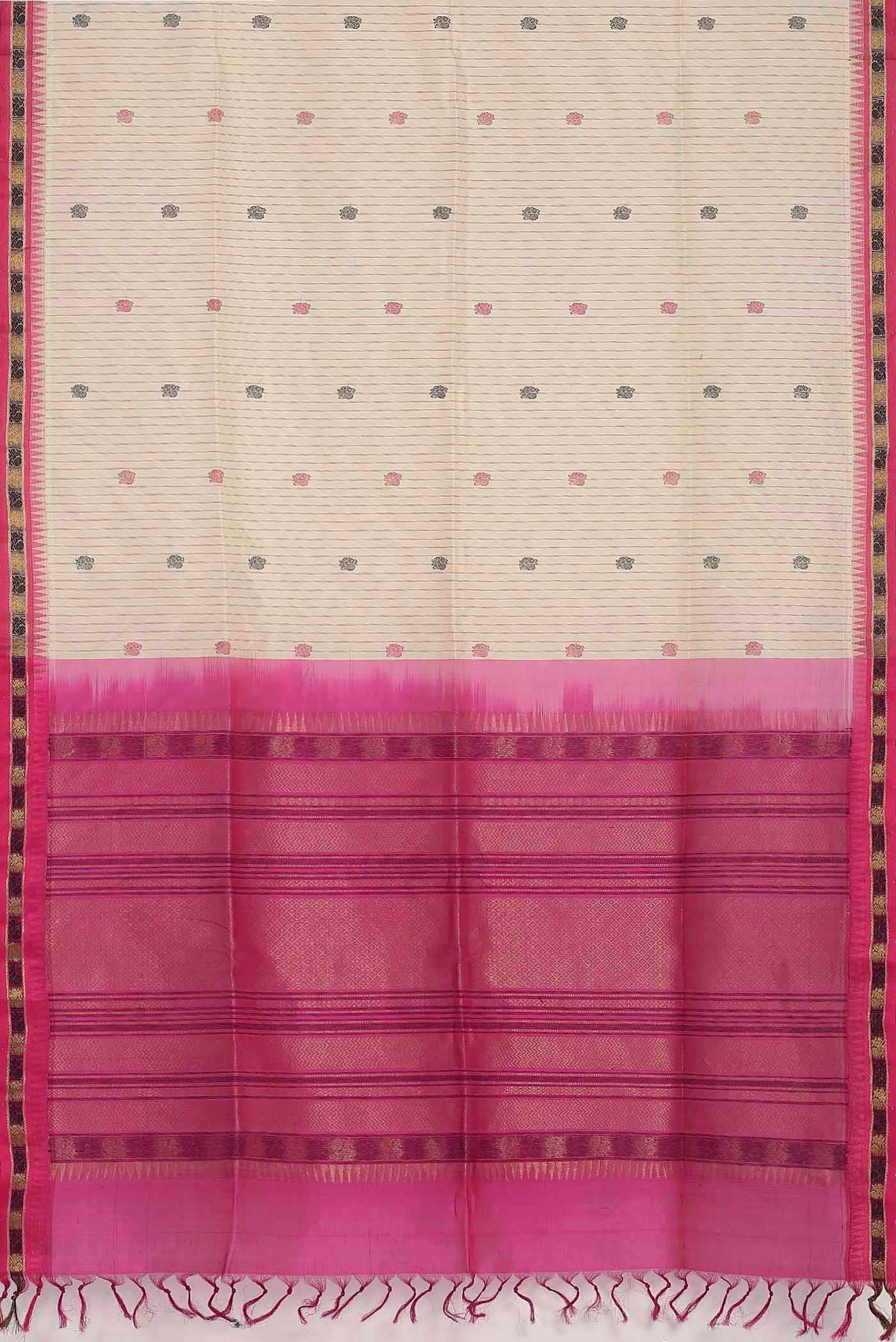 Cream Silk Cotton Saree