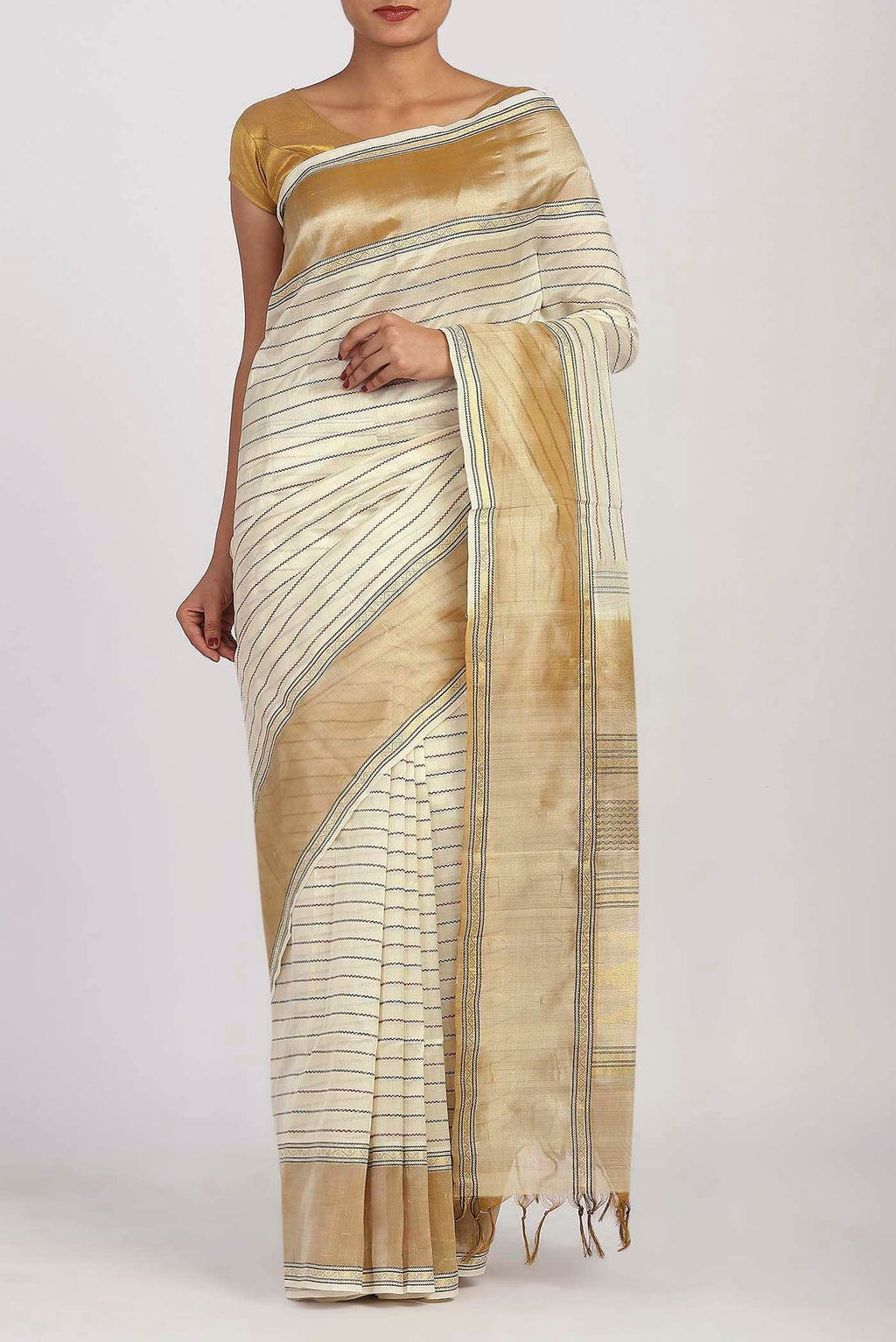 Cream Silk Cotton Saree