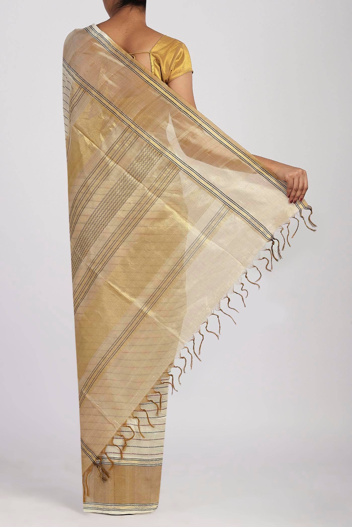 Cream Silk Cotton Saree