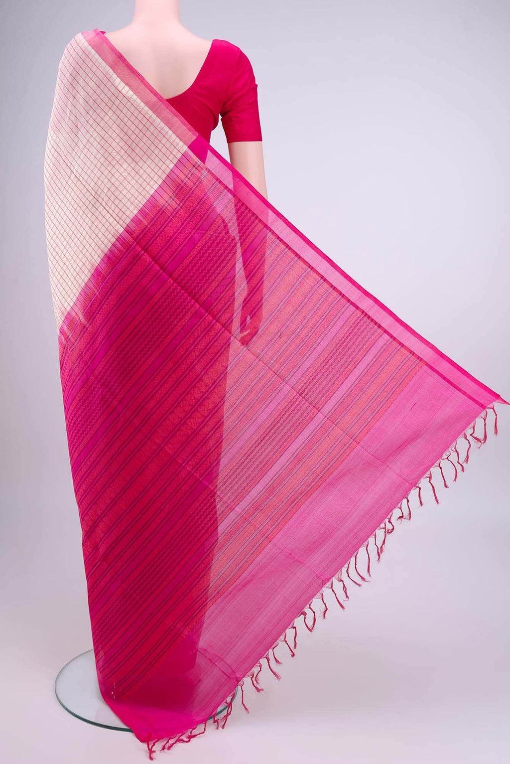 Cream Silk Cotton Saree