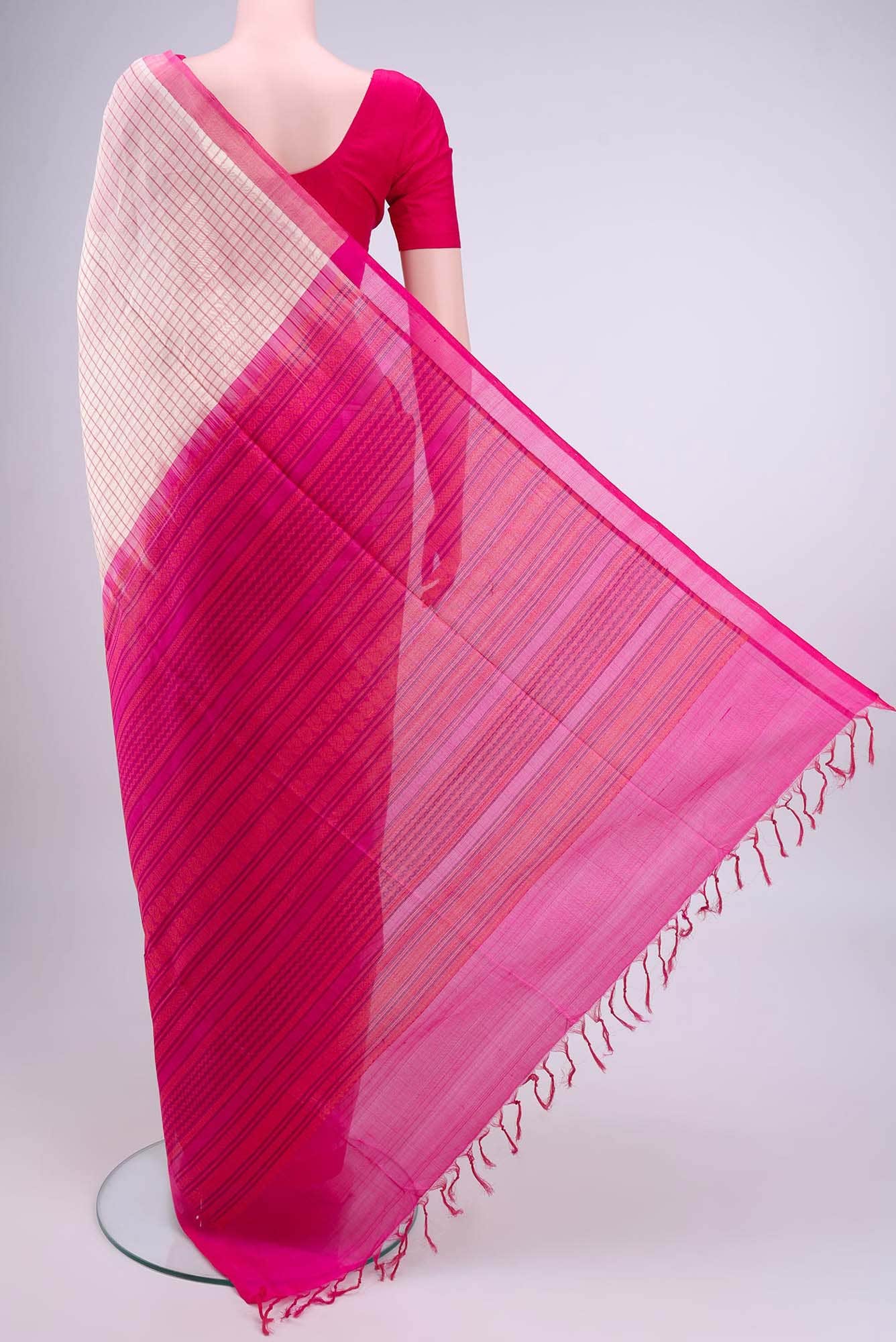 Cream Silk Cotton Saree