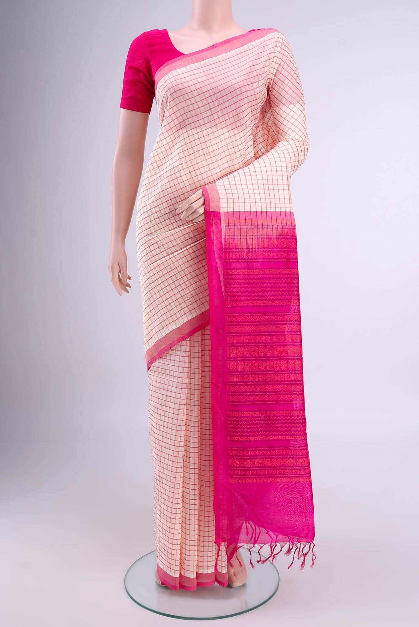Cream Silk Cotton Saree