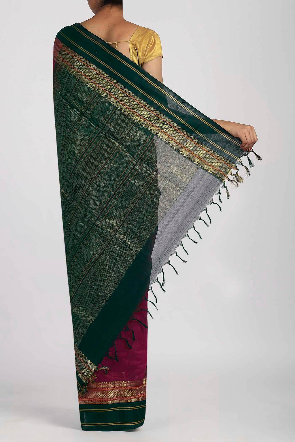 Dark Pink Silk Cotton Saree