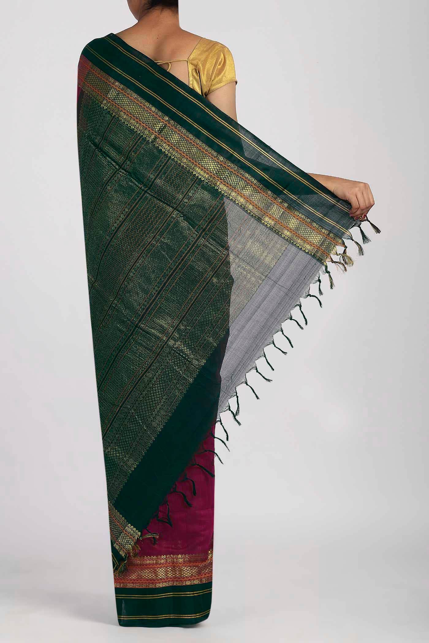 Dark Pink Silk Cotton Saree