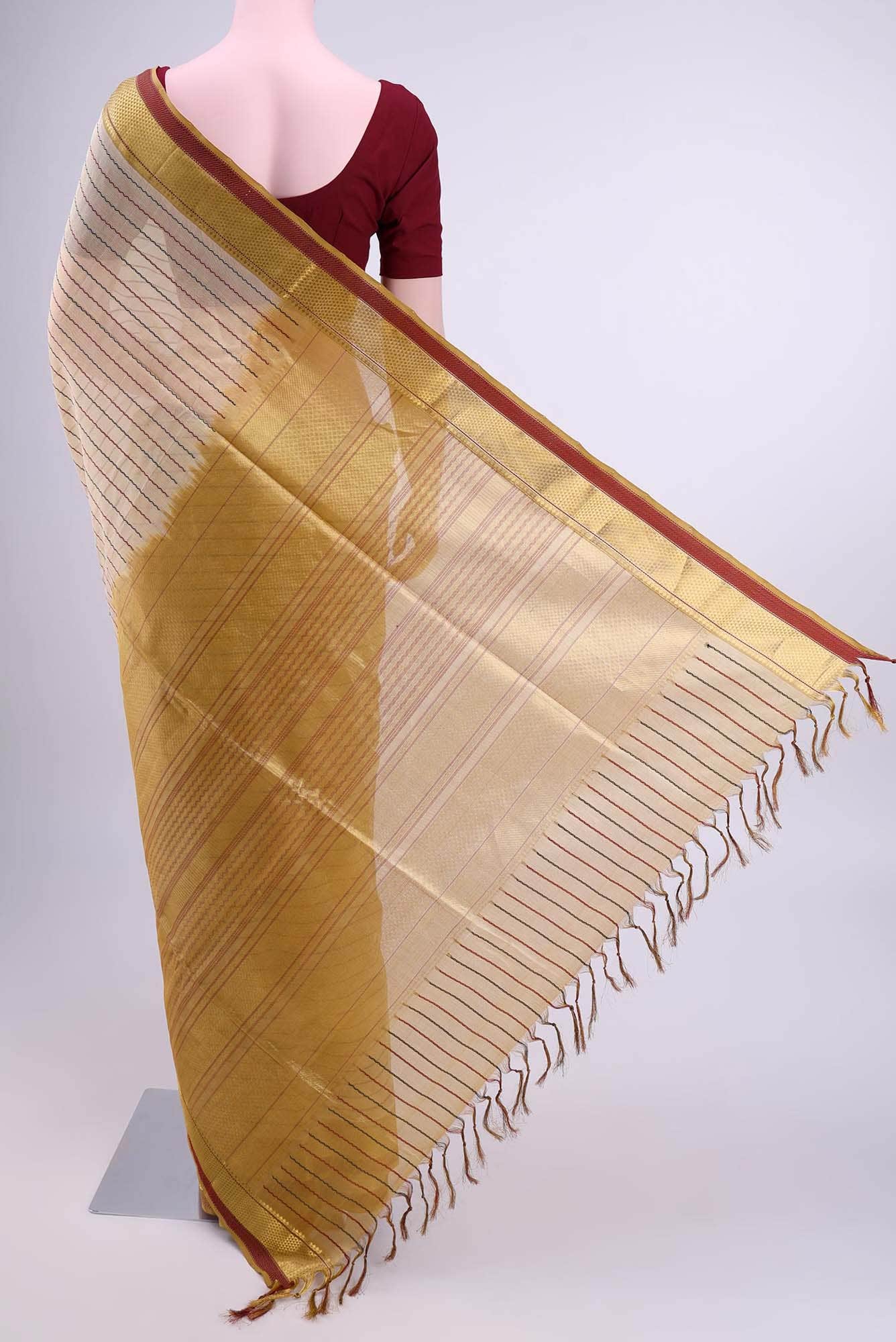Cream Silk Cotton Saree