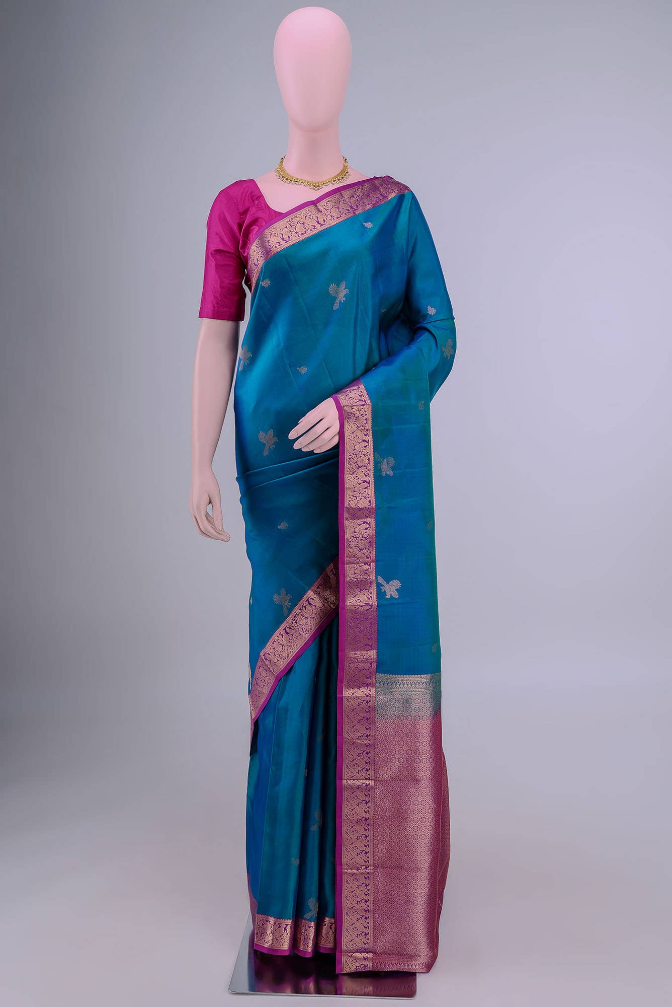 Blue Dual Tone Nangavalli Silk [ Salem ] Saree