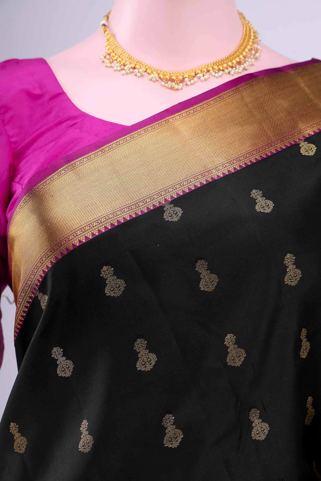 Black Nangavalli Silk [ Salem ] Saree