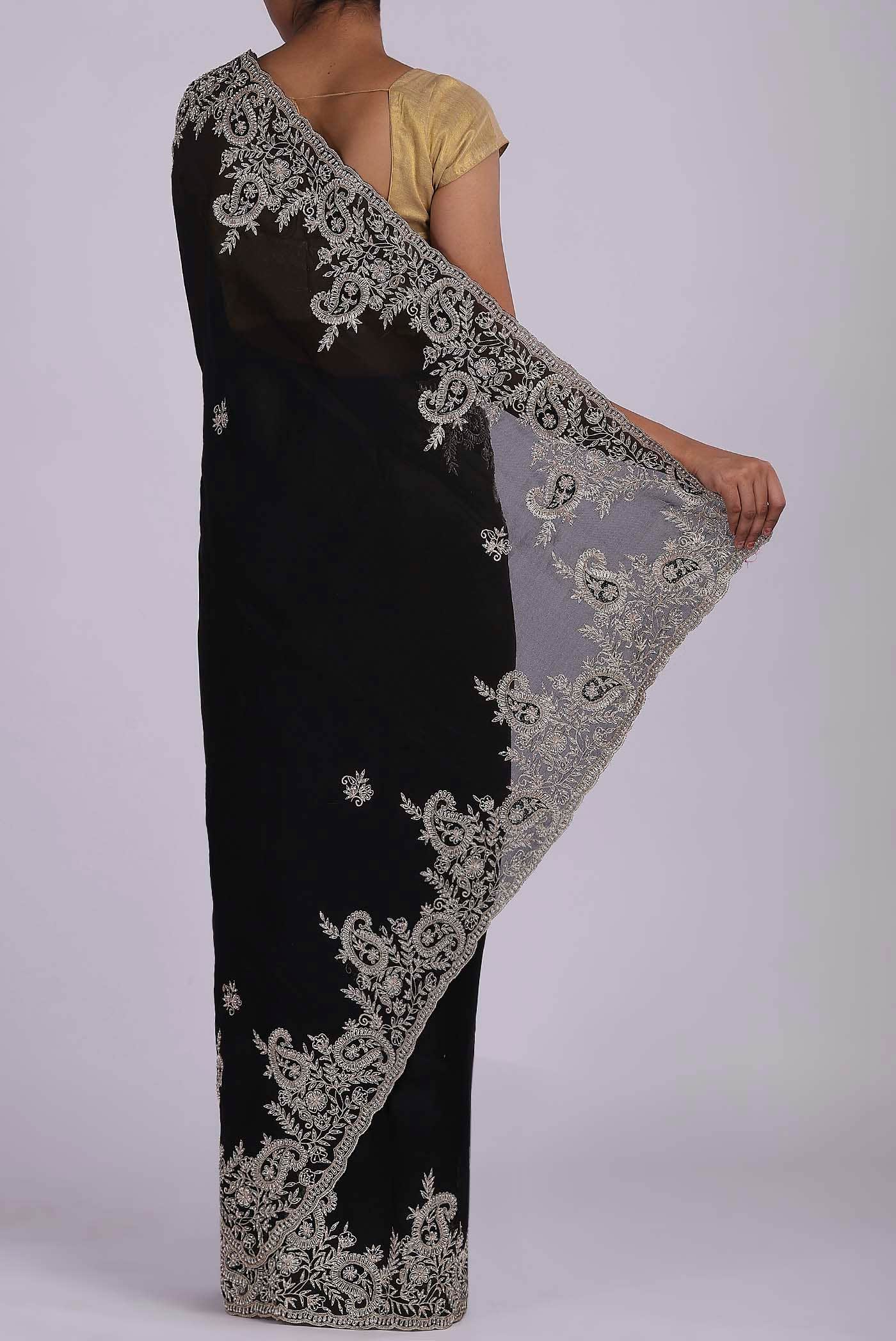 Black Organza Silk Saree