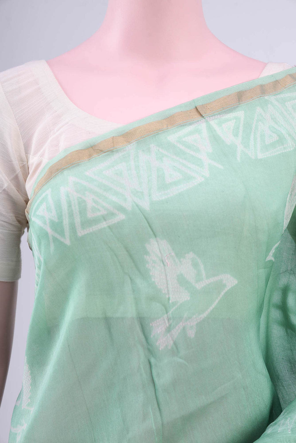 Pista Green Chanderi Silk Cotton Saree