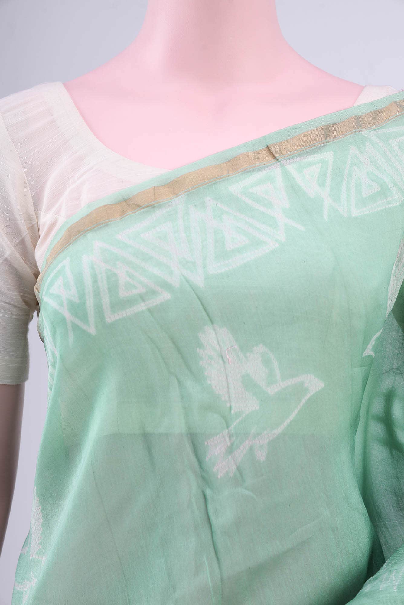 Pista Green Chanderi Silk Cotton Saree
