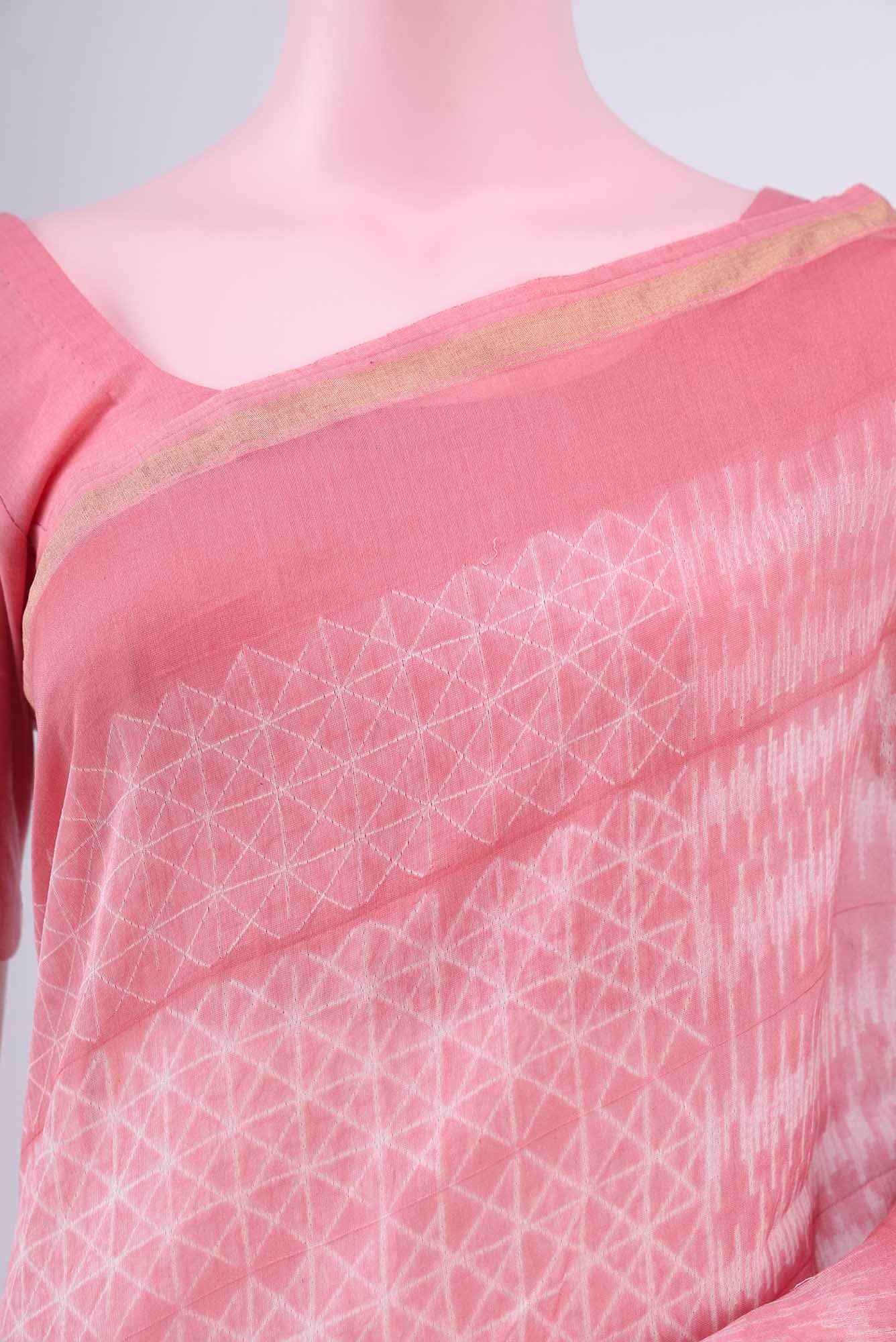 Peach Chanderi Silk Cotton Saree