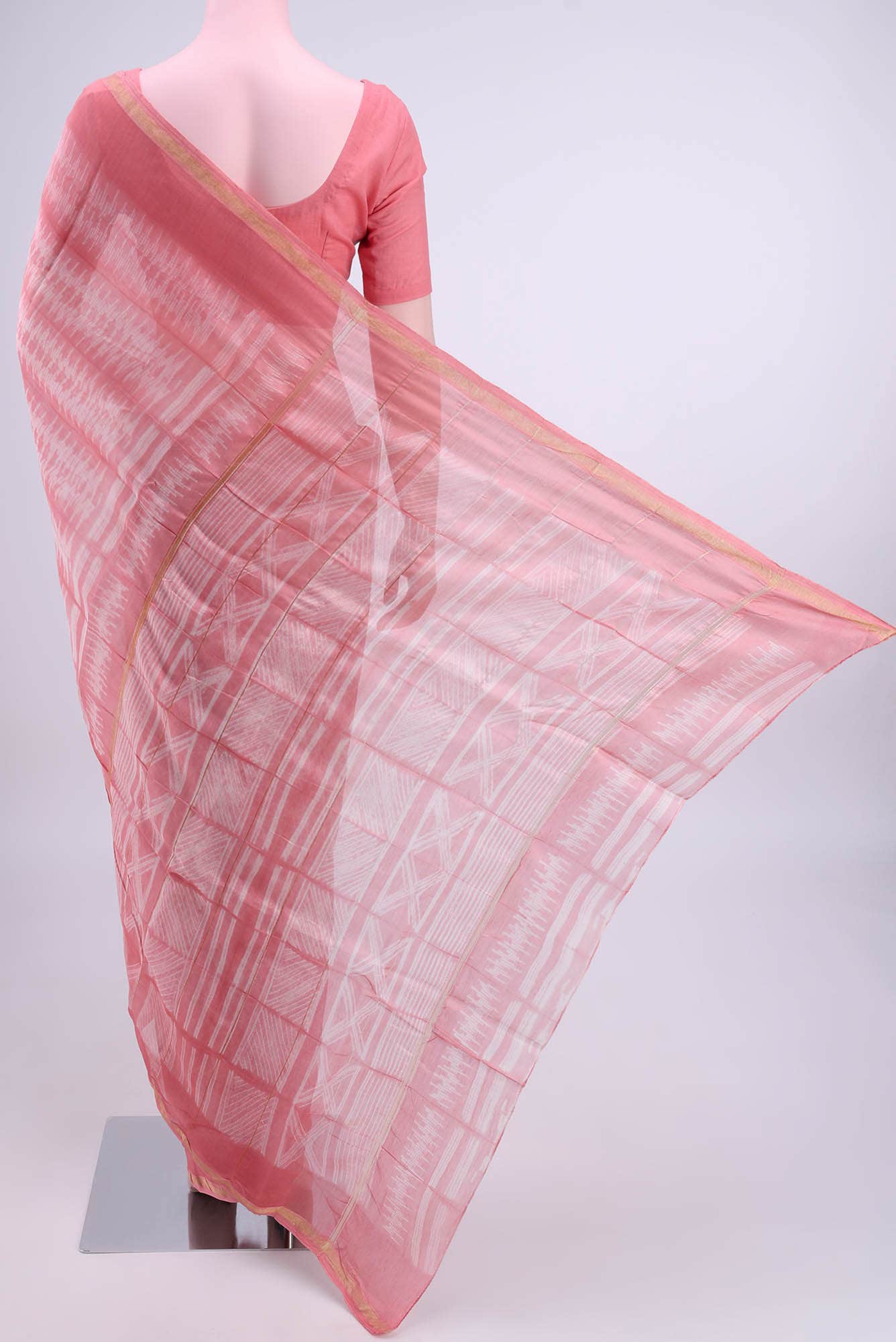Peach Chanderi Silk Cotton Saree