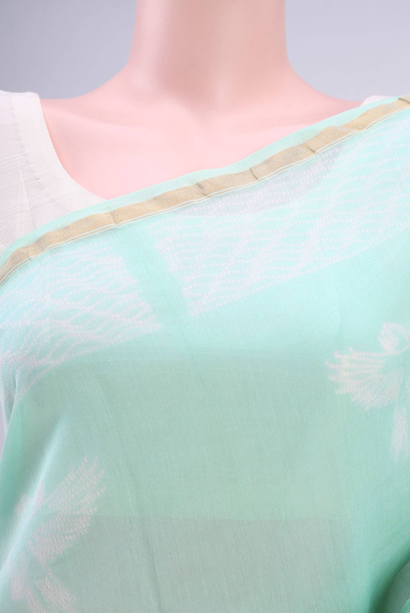 Mint Green Chanderi Silk Cotton Saree