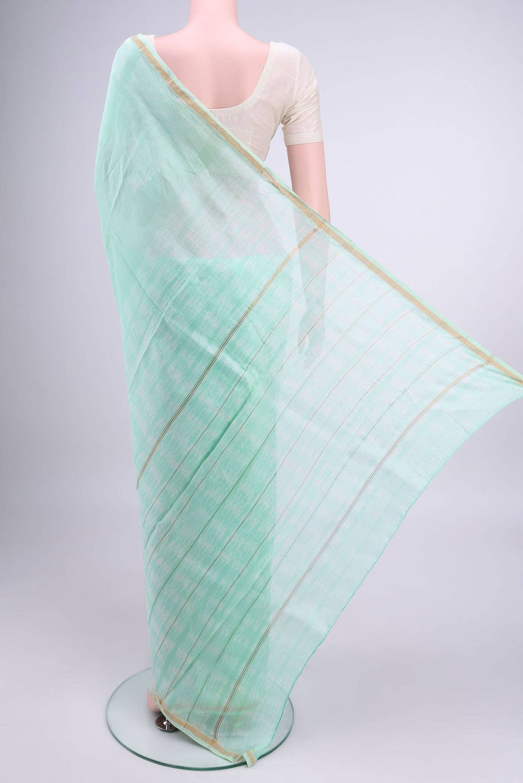 Mint Green Chanderi Silk Cotton Saree