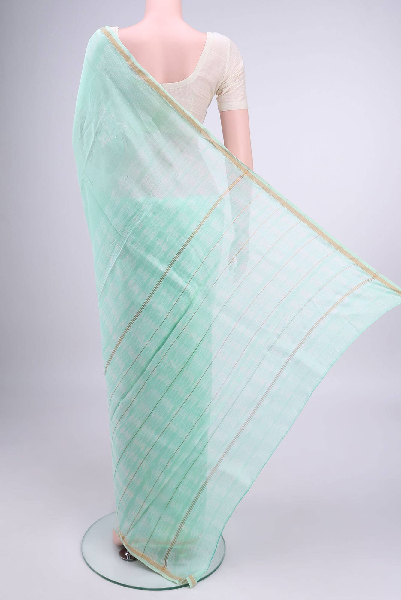 Mint Green Chanderi Silk Cotton Saree