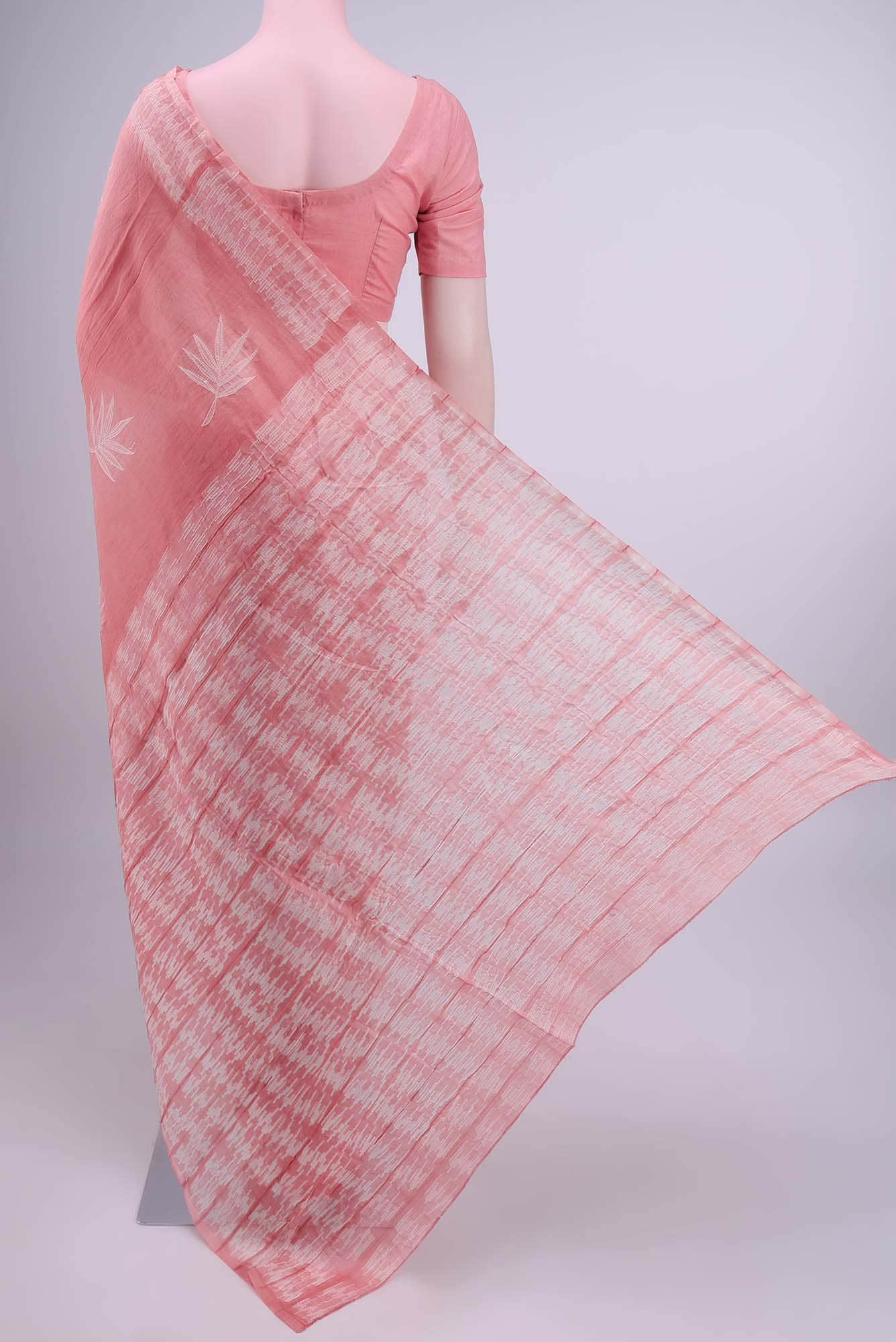 Peach Chanderi Silk Cotton Saree