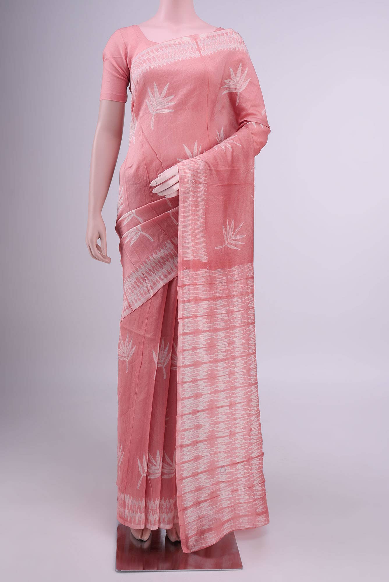 Peach Chanderi Silk Cotton Saree