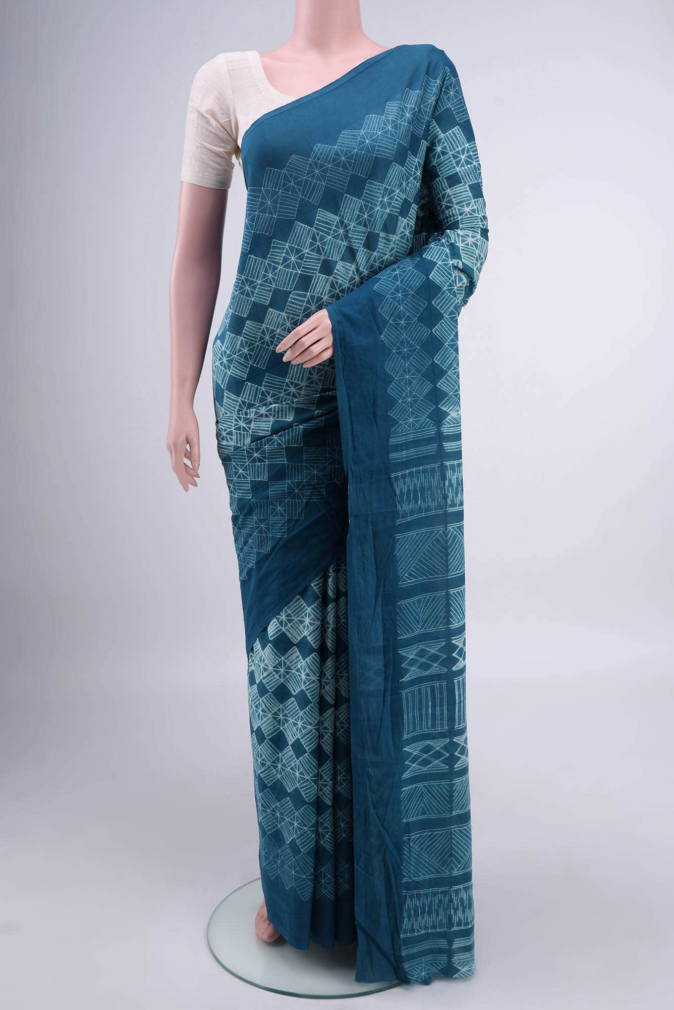 Blue Cotton Saree