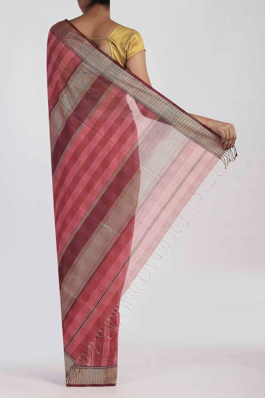 Coral Maheshwari Silk Cotton Saree