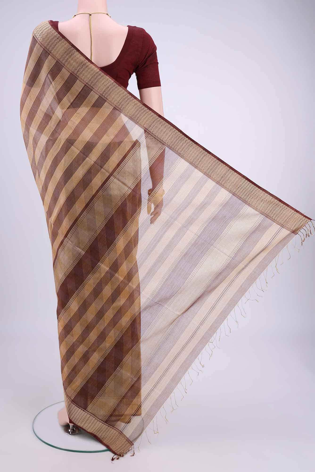 short color Dual Tone Maheshwari Silk Cotton Saree