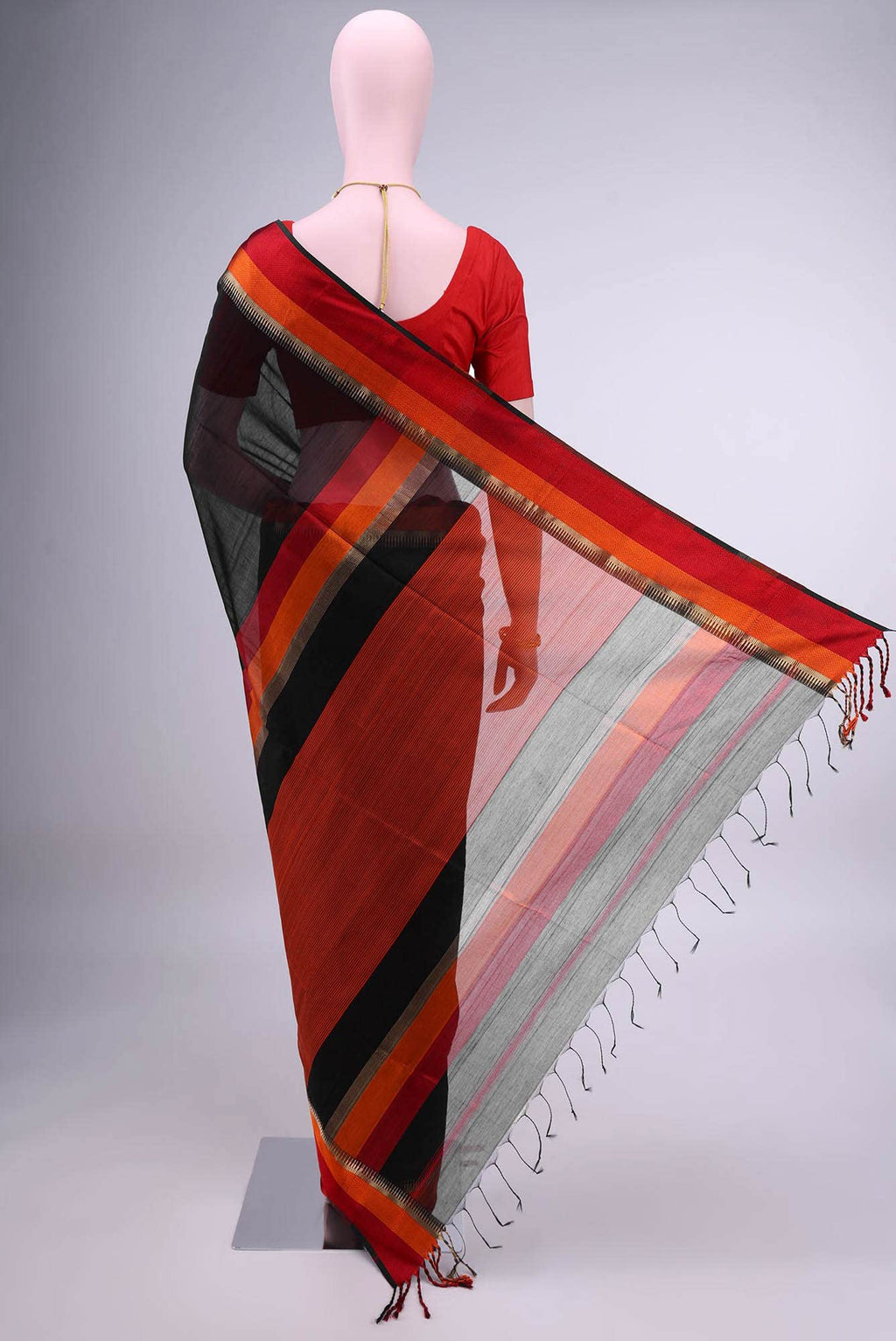 Black Maheshwari Silk Cotton Saree