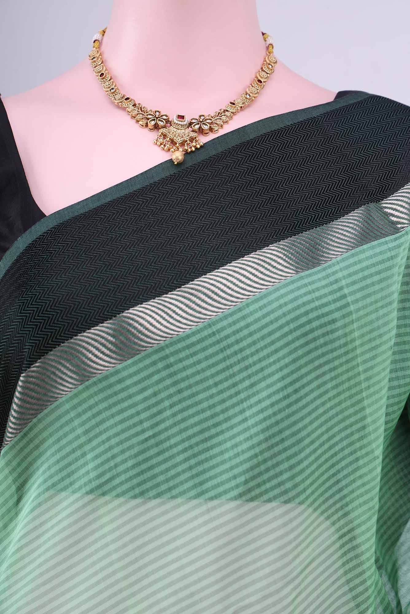 Sea Green Maheshwari Silk Cotton Saree