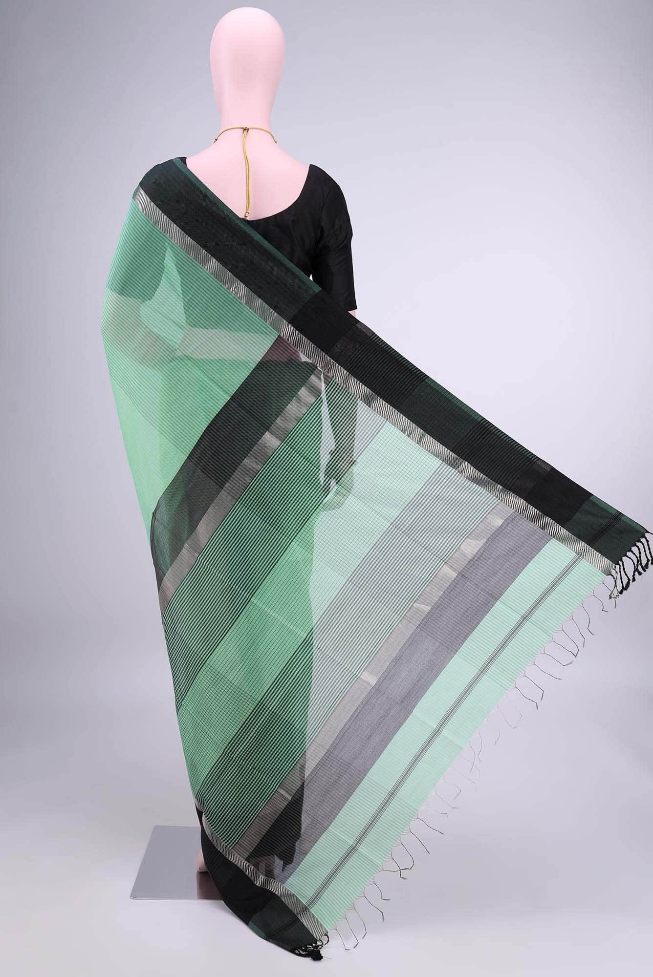 Sea Green Maheshwari Silk Cotton Saree