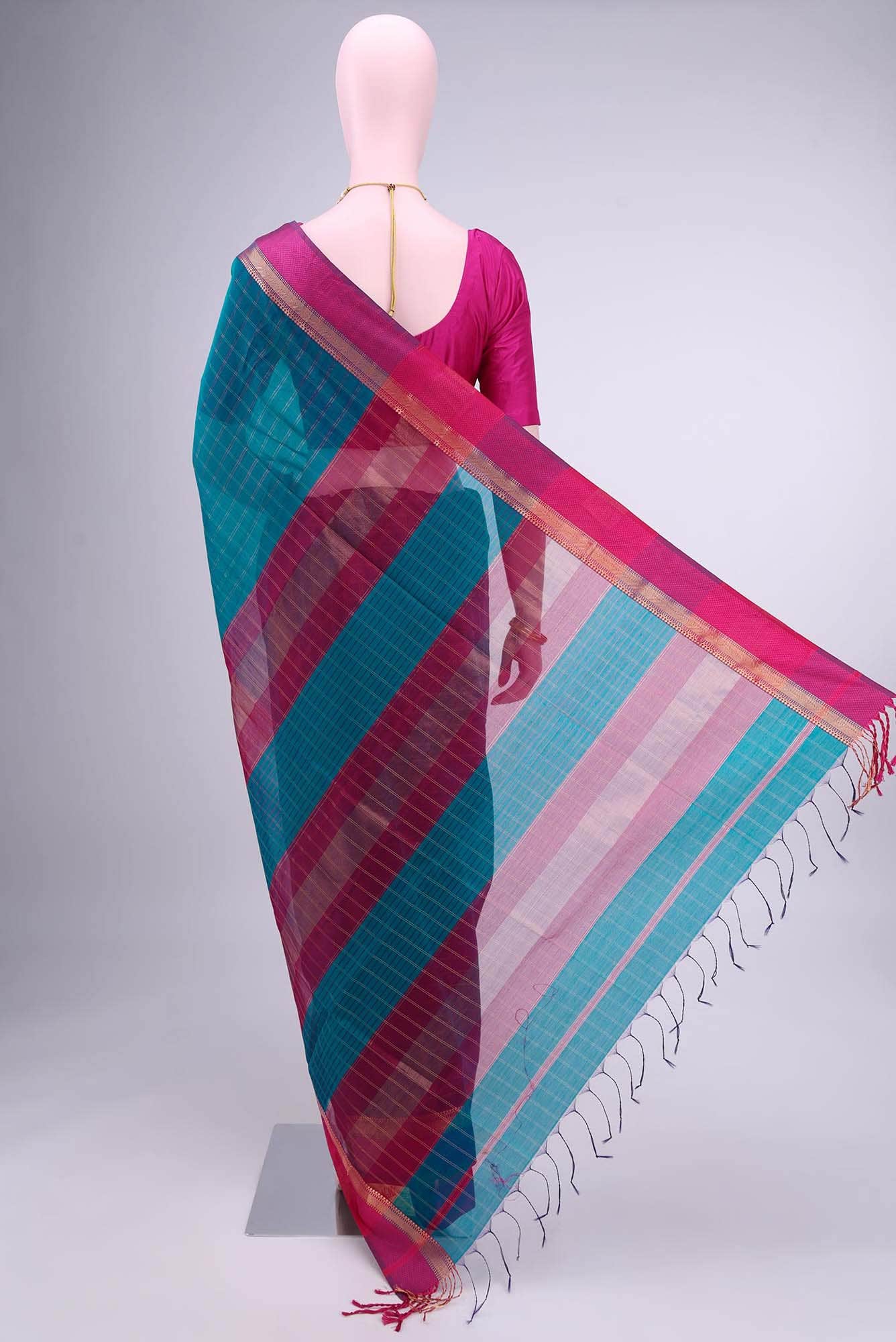 Blue Maheshwari Silk Cotton Saree