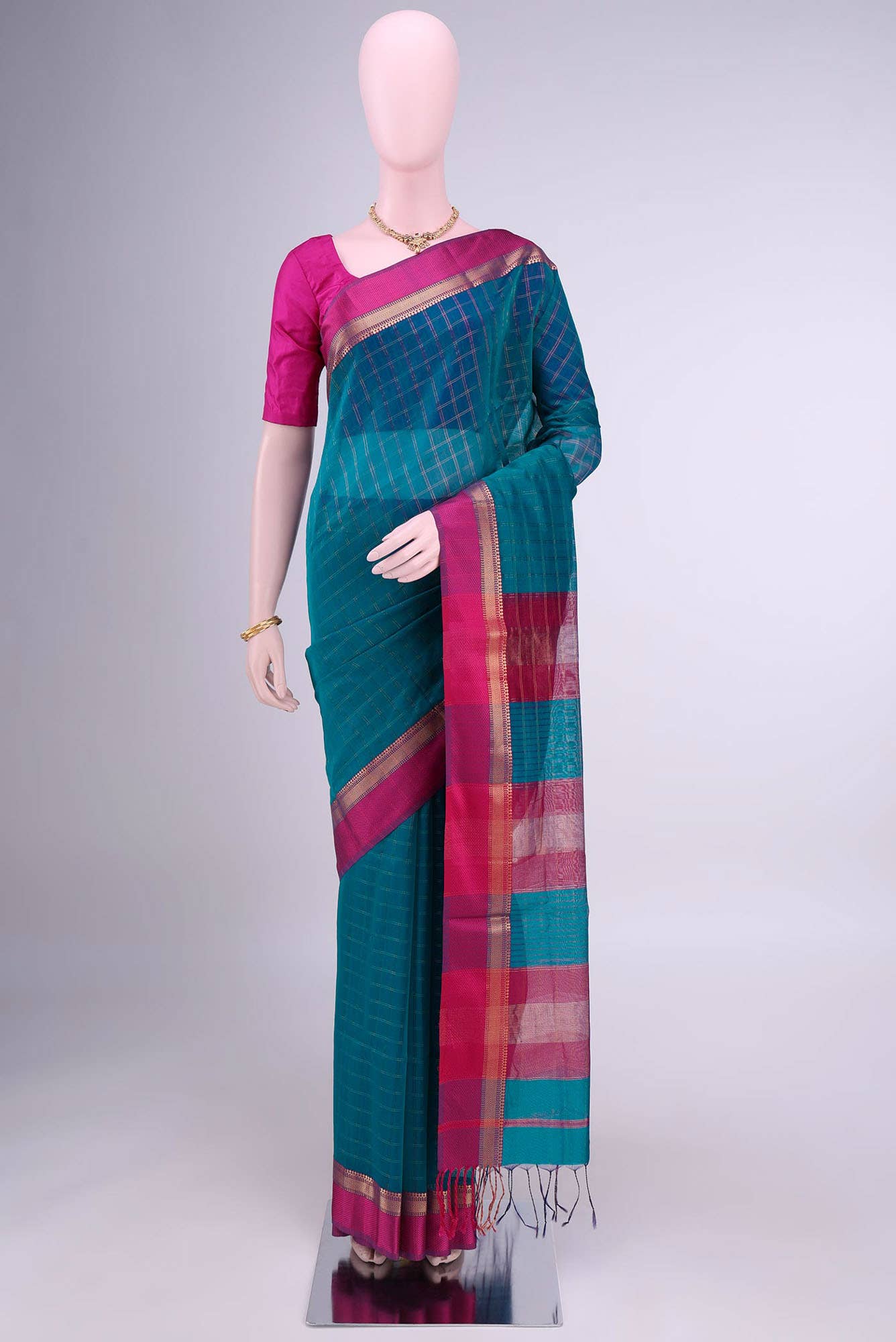 Blue Maheshwari Silk Cotton Saree