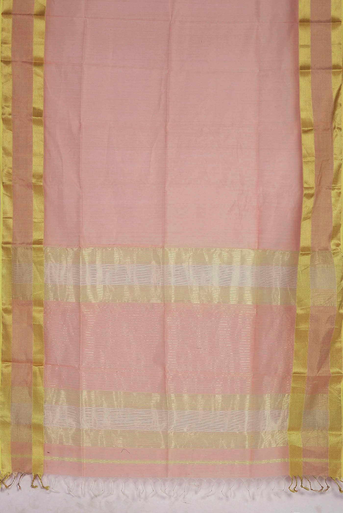 Peach Maheshwari Silk Cotton Saree