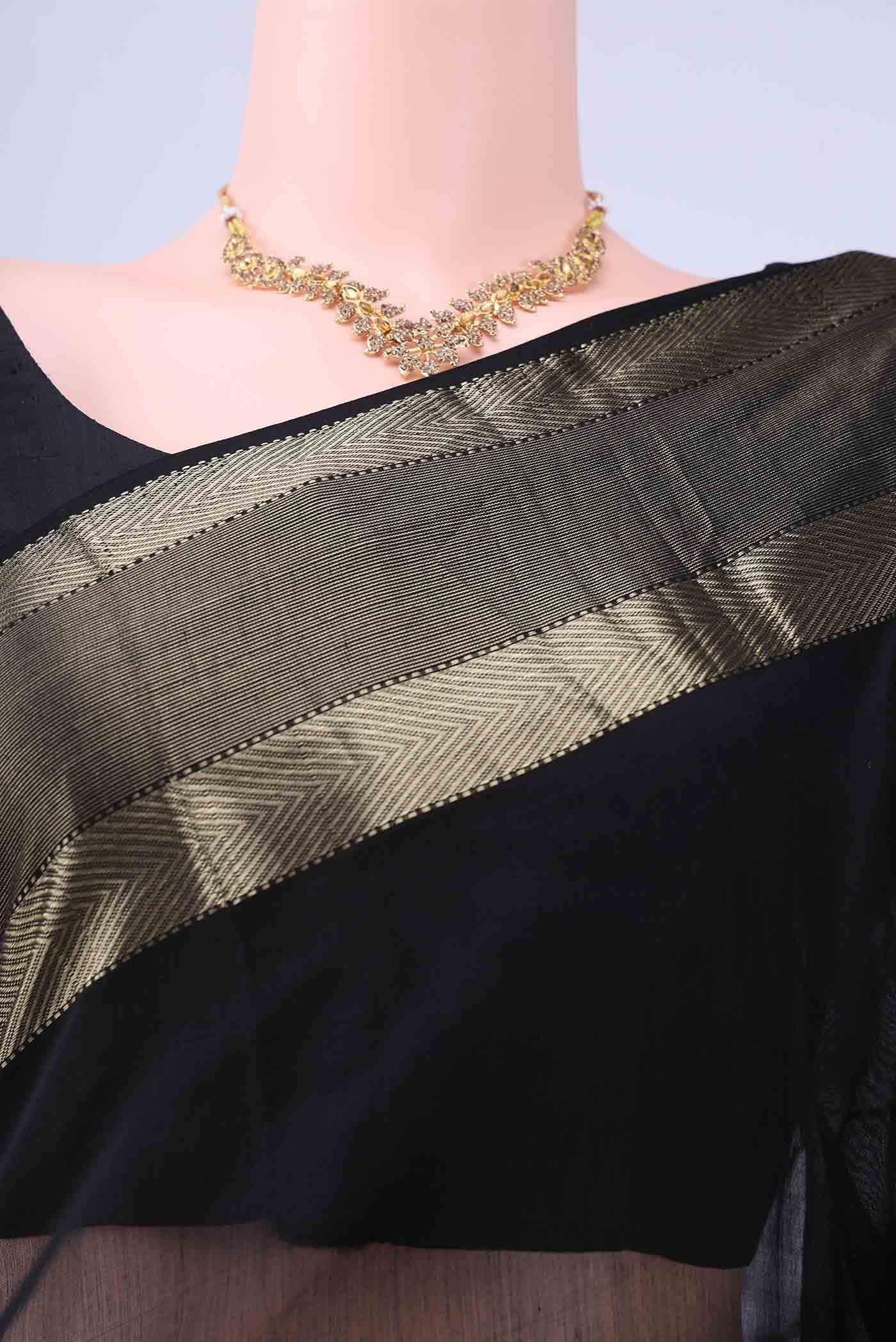 Black Maheshwari Silk Saree
