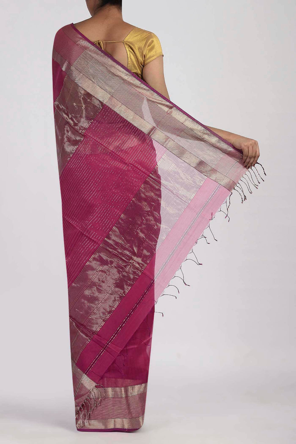 Pink Maheshwari Silk Cotton Saree