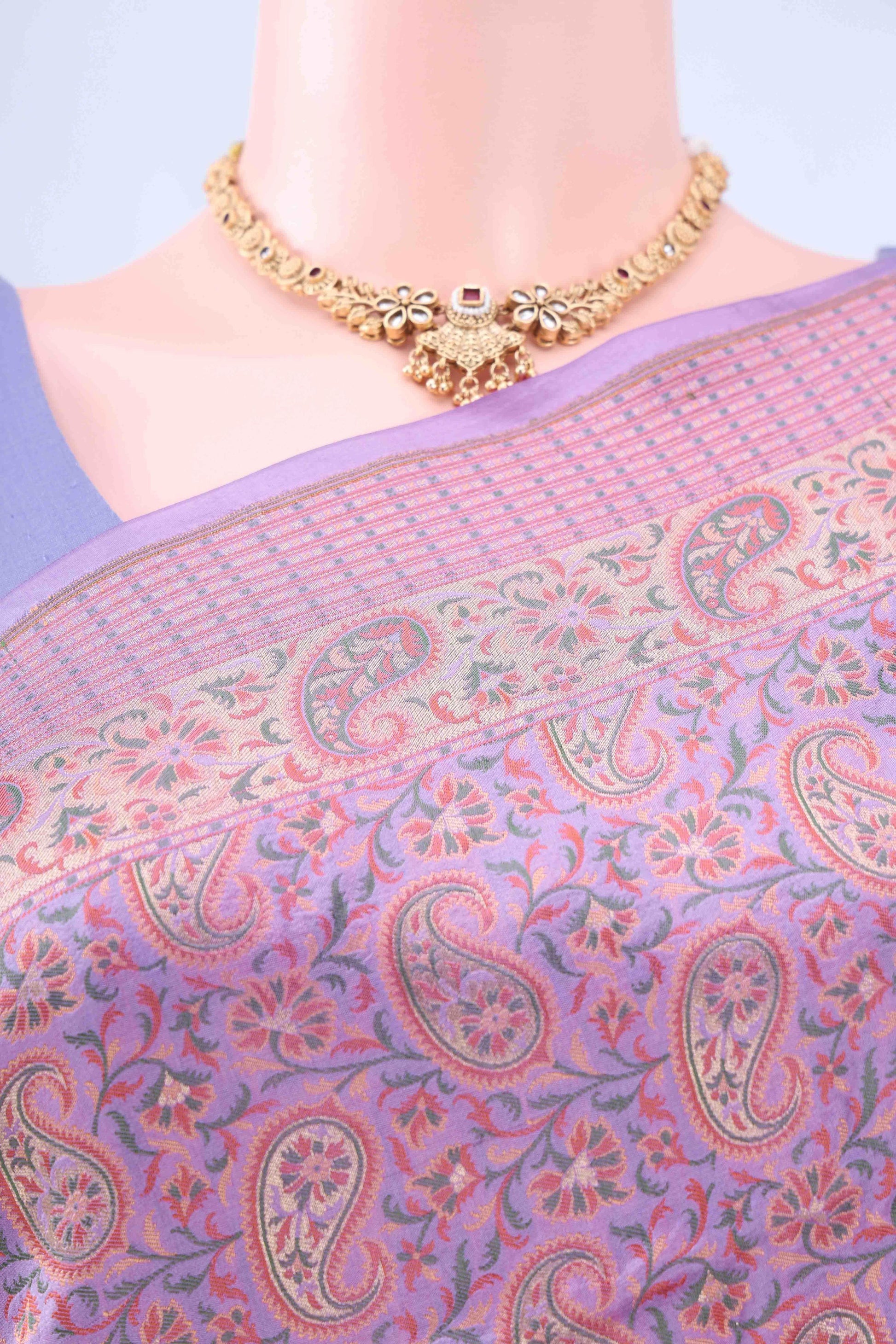 Lavender Banarasi Saree