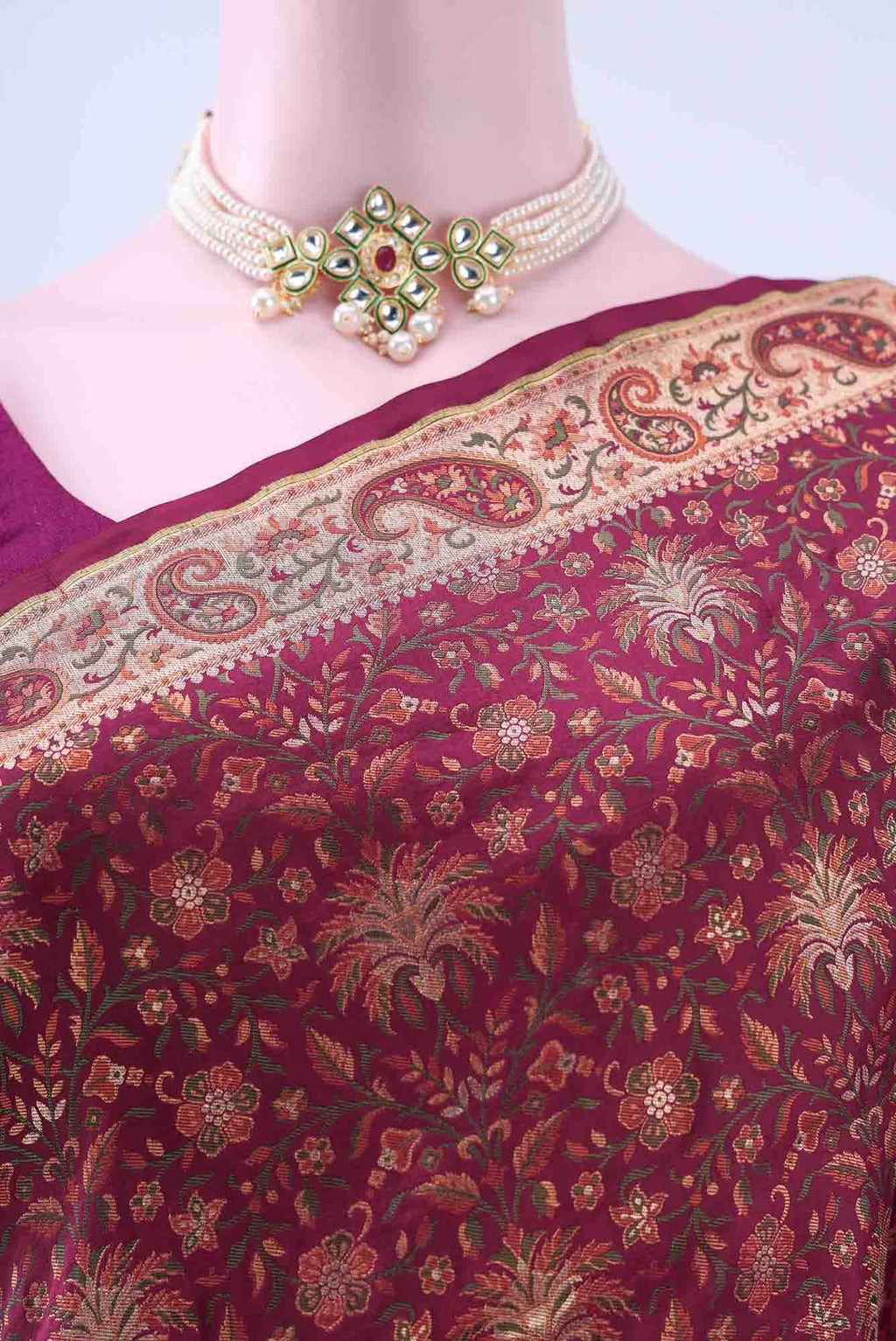 Magenta Baluchari Silk Saree