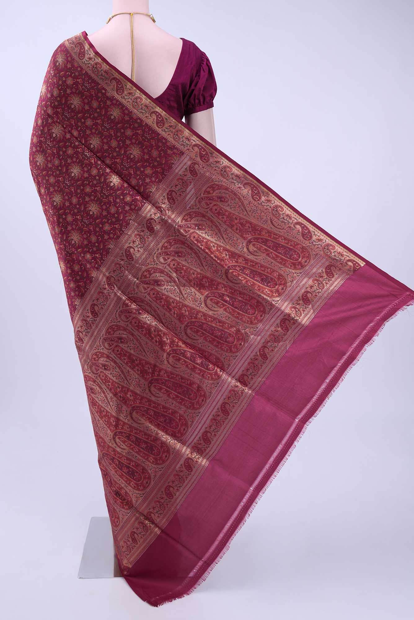 Magenta Baluchari Silk Saree