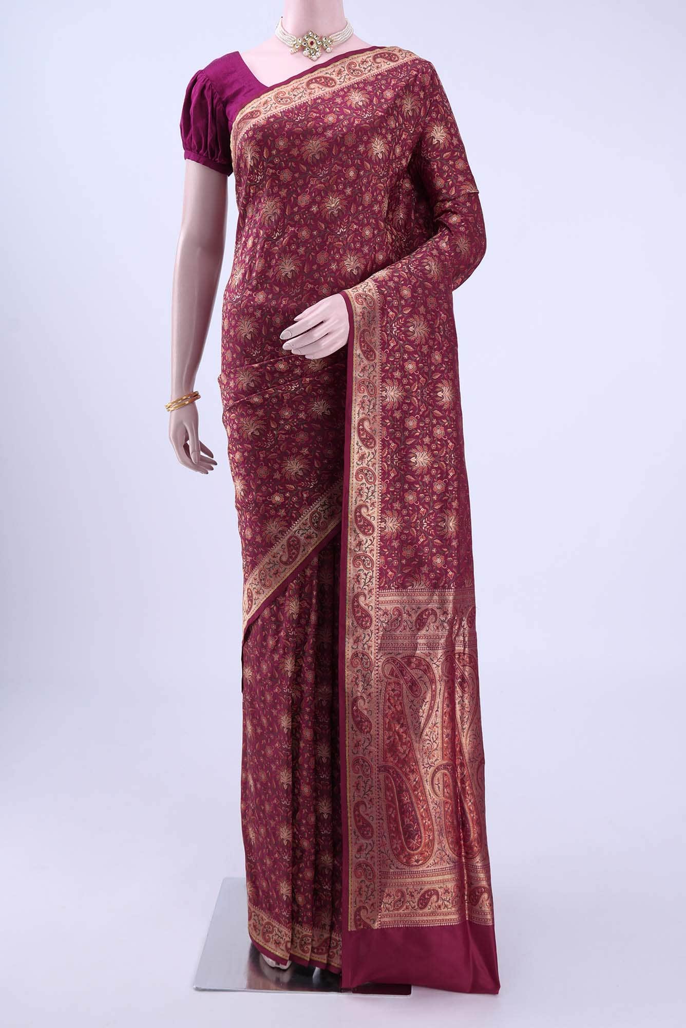 Magenta Baluchari Silk Saree