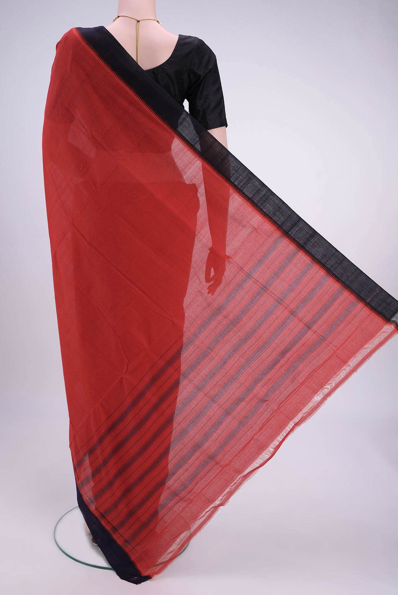 Imperial Red Khadi Cotton Saree