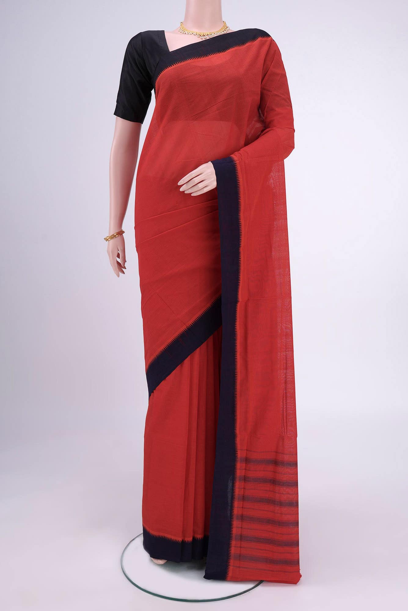 Imperial Red Khadi Cotton Saree