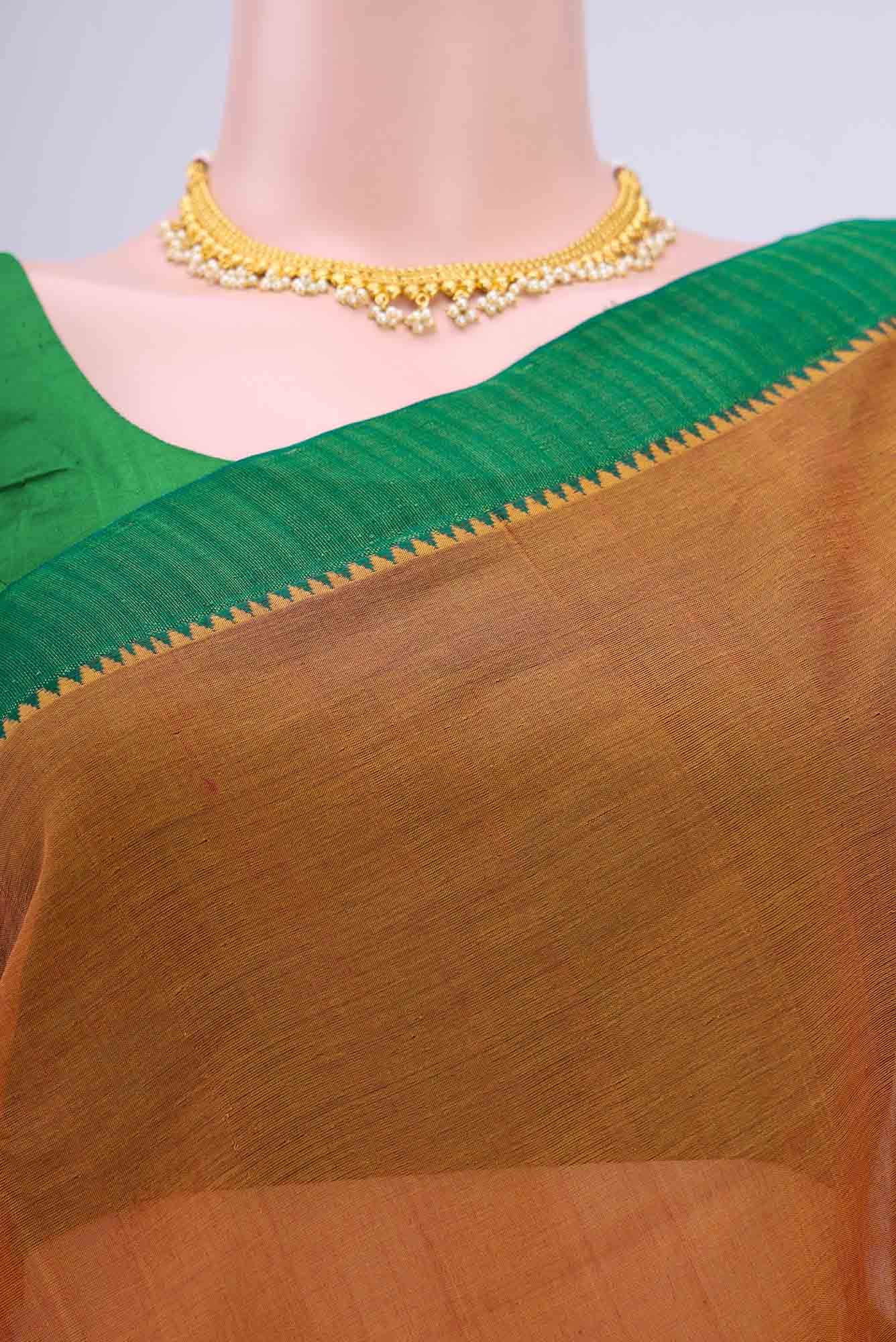 Rust Khadi Cotton Saree