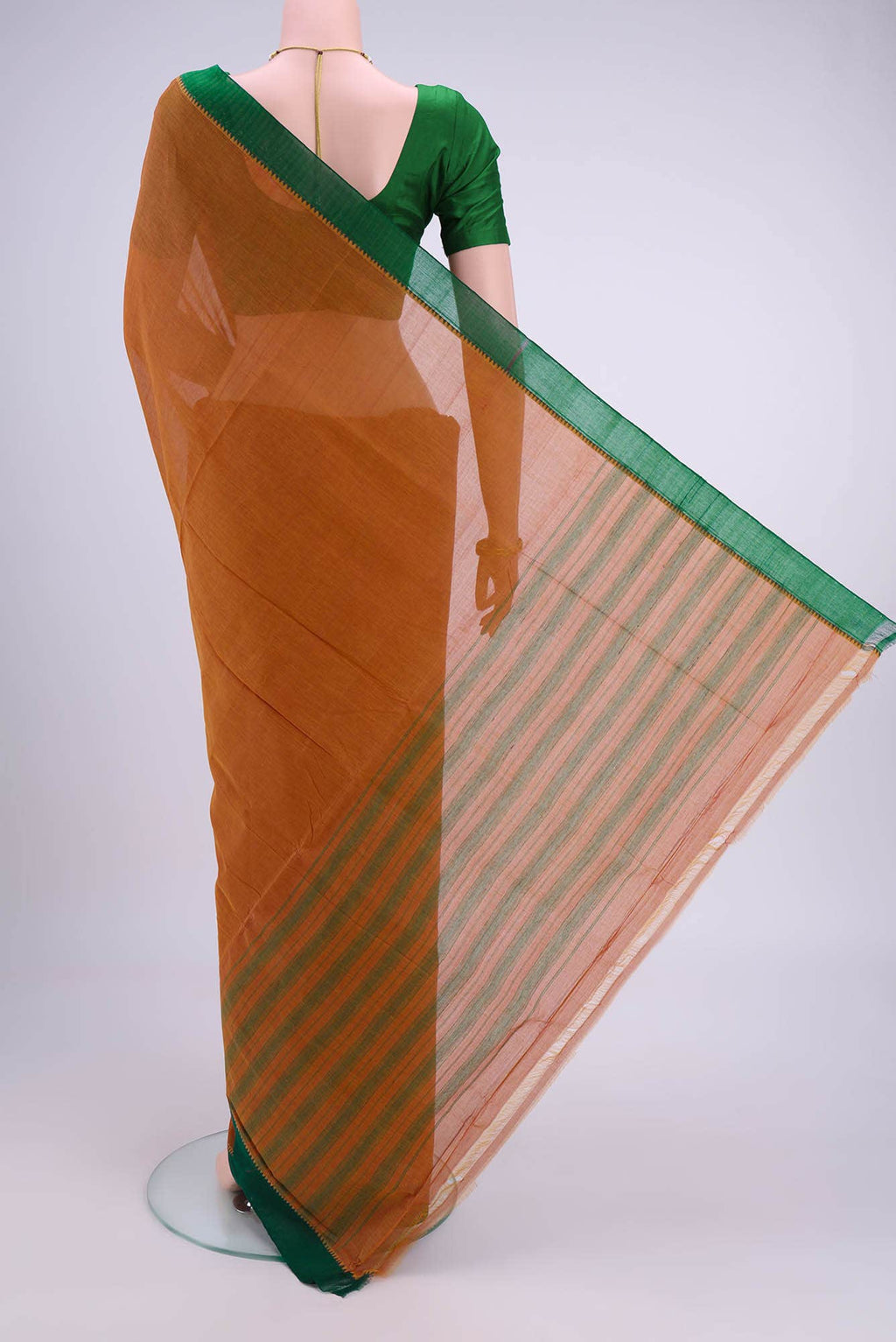 Rust Khadi Cotton Saree