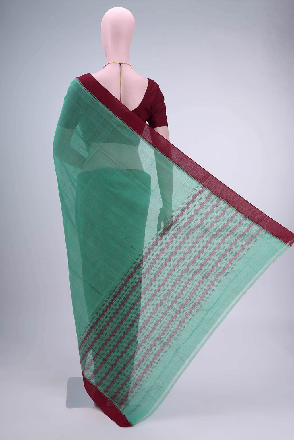 Sage Green Khadi Cotton Saree