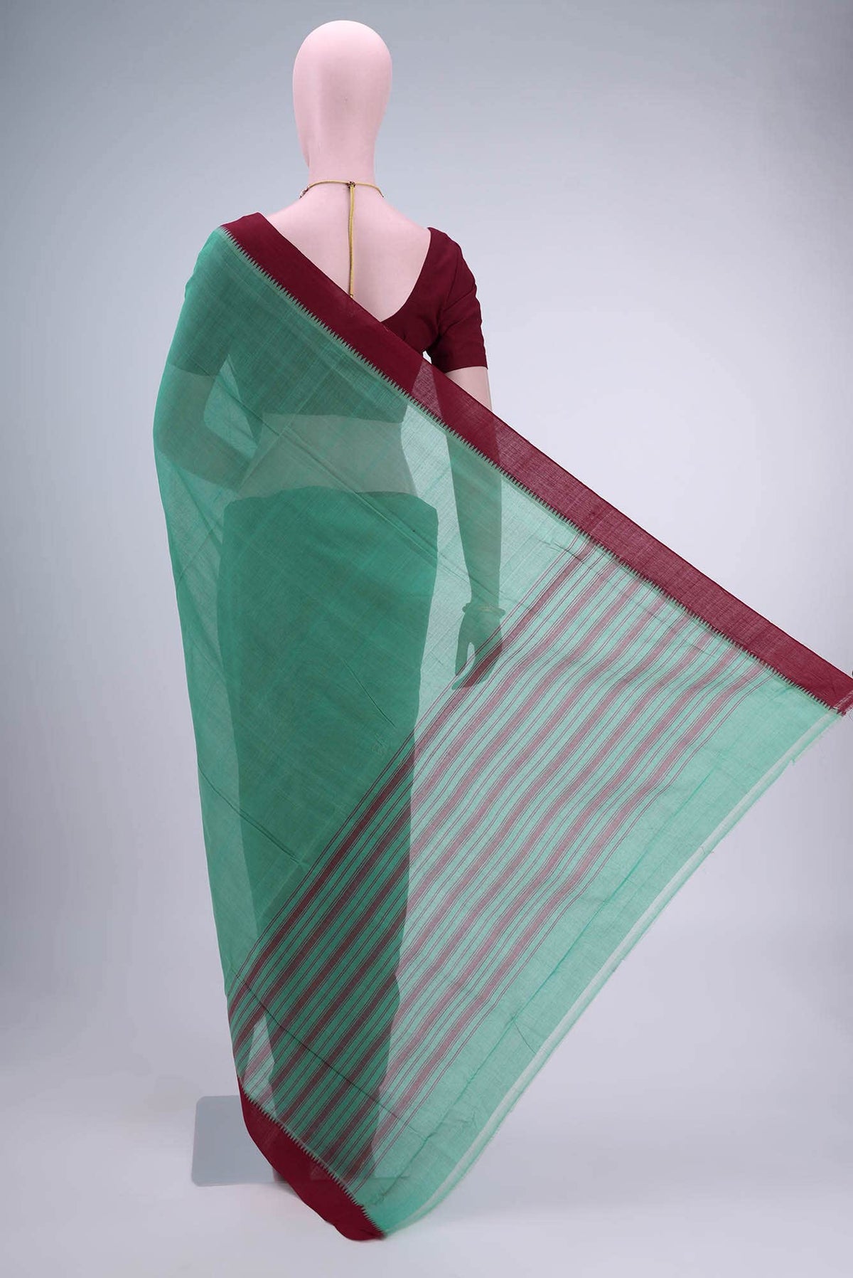 Sage Green Khadi Cotton Saree