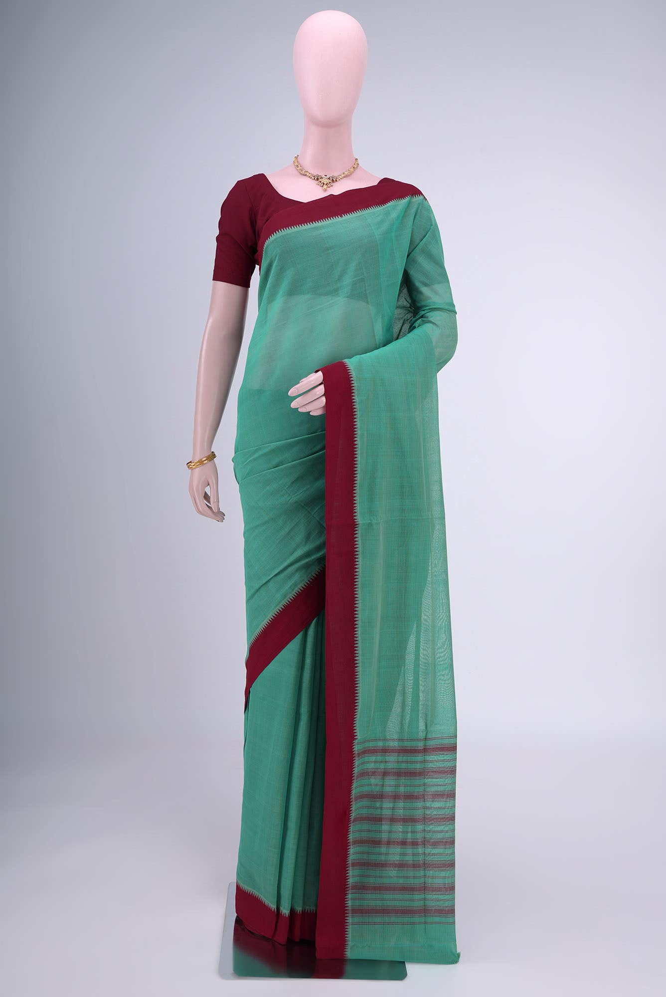 Sage Green Khadi Cotton Saree