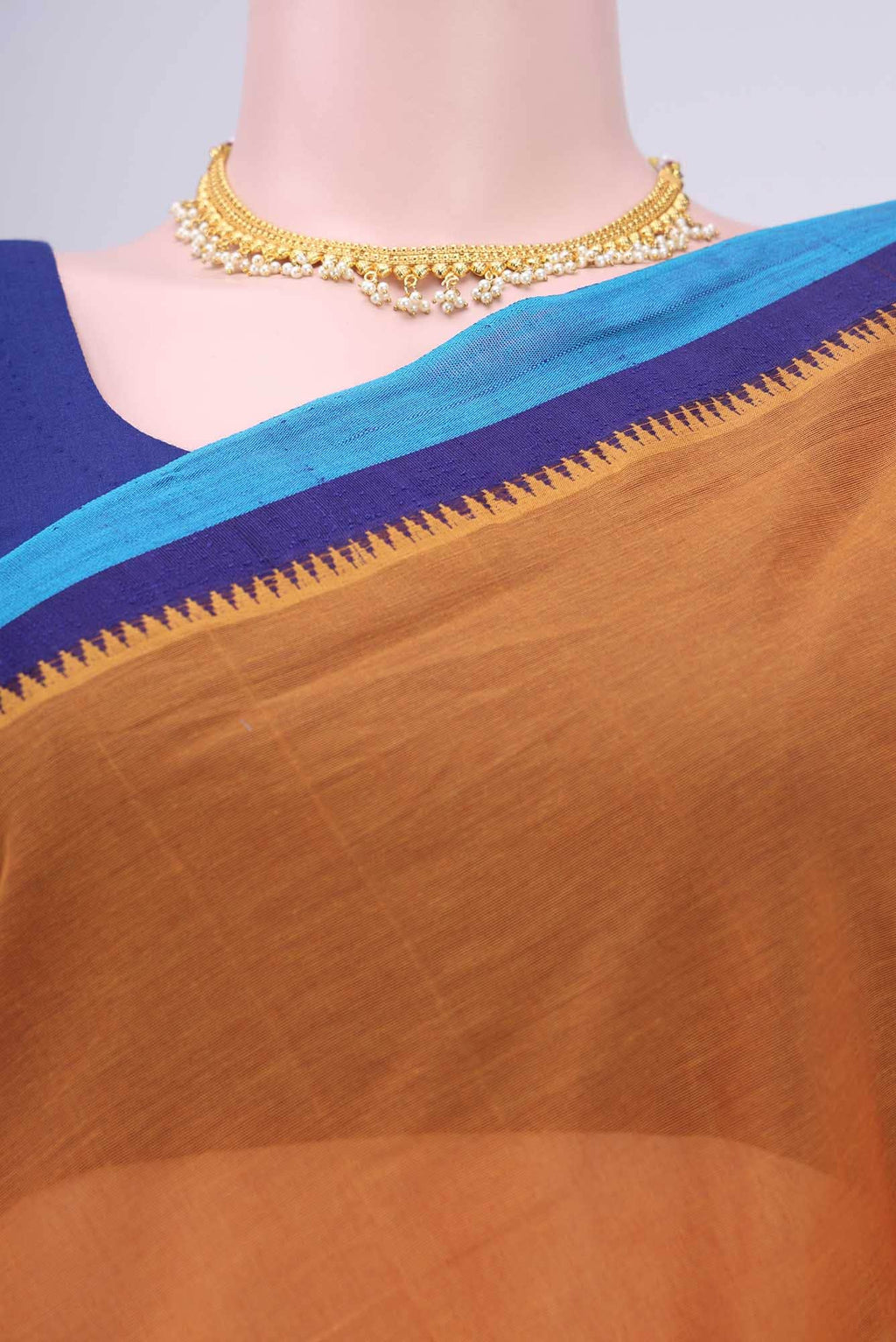 Rust Khadi Cotton Saree