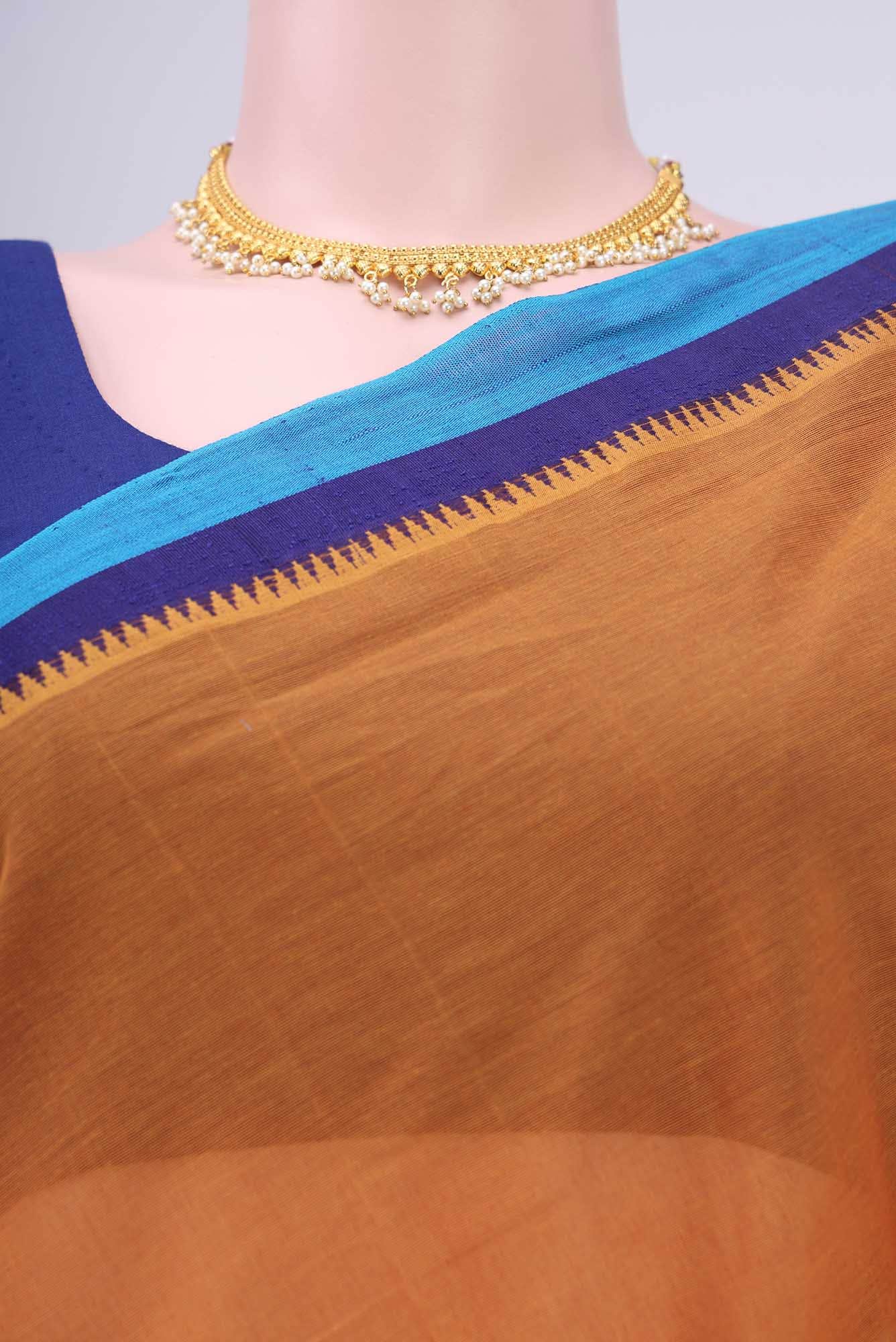 Rust Khadi Cotton Saree