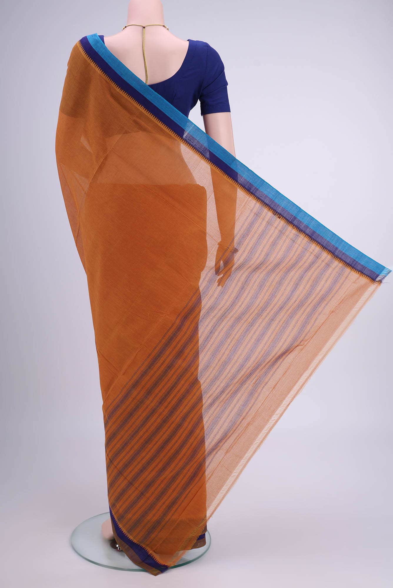 Rust Khadi Cotton Saree