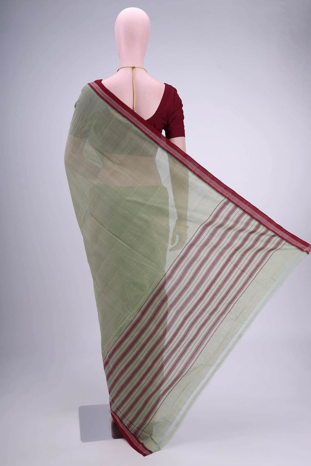 Pista Green Khadi Cotton Saree